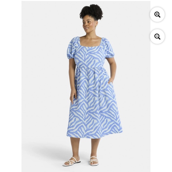 Time and Tru Women’s Zebra Tie Dye Blue Midi Dress Size XL NWT - Picture 2 of 9